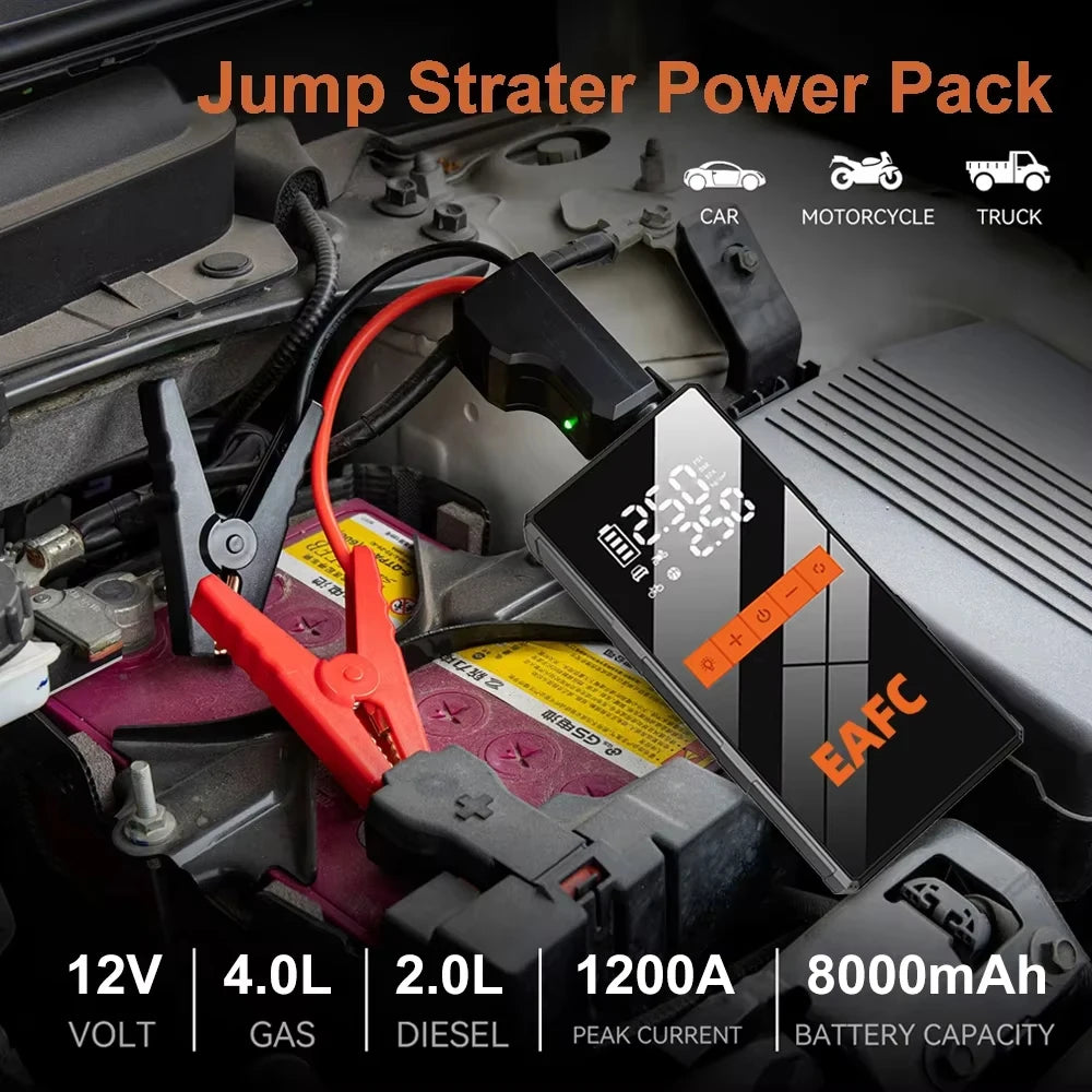 12V Car Jump Starter 4 In 1 Car And Pump Air Compressor
