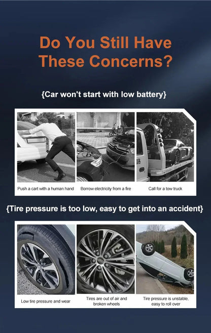 12V Car Jump Starter 4 In 1 Car And Pump Air Compressor