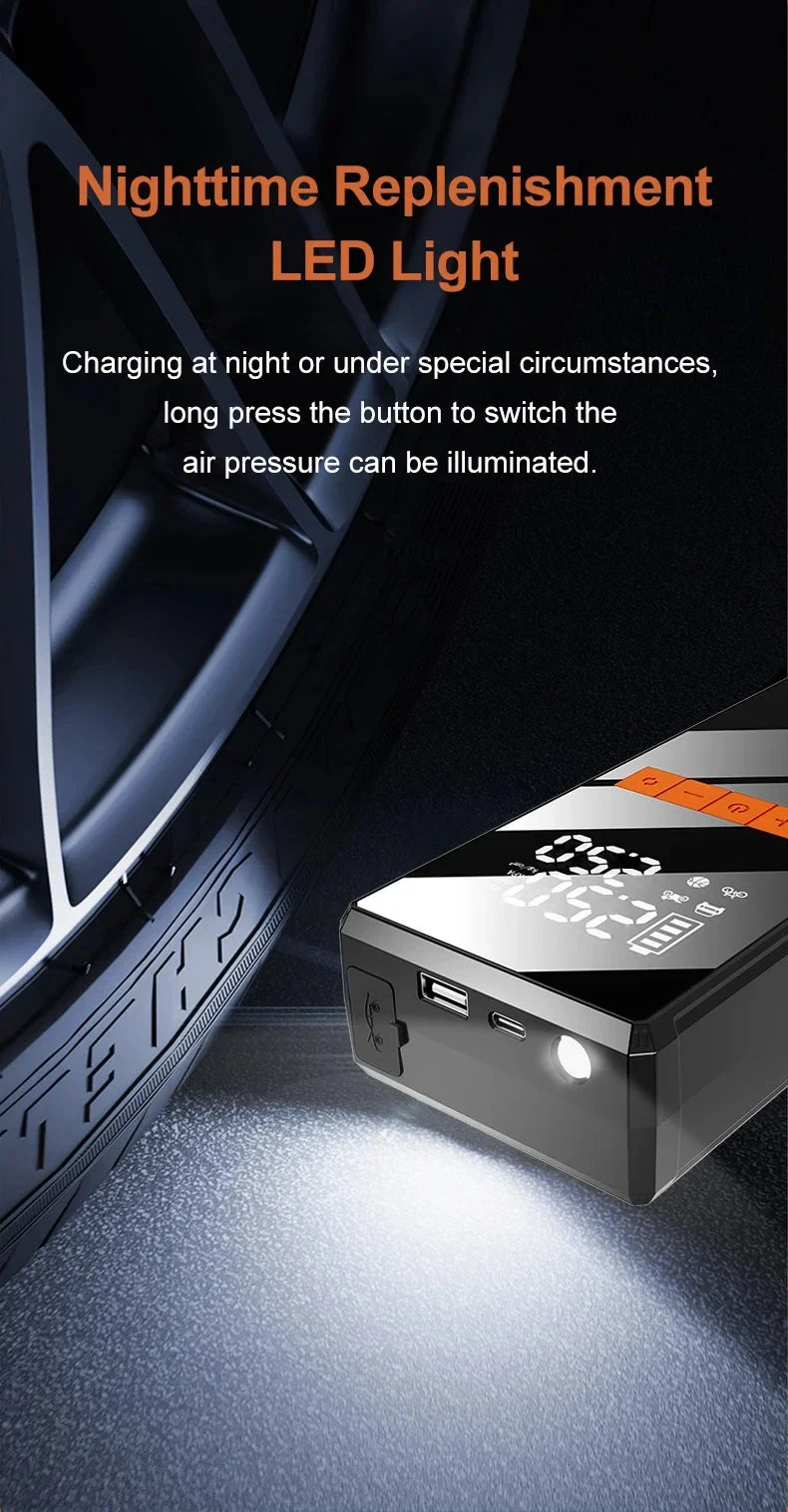 12V Car Jump Starter 4 In 1 Car And Pump Air Compressor